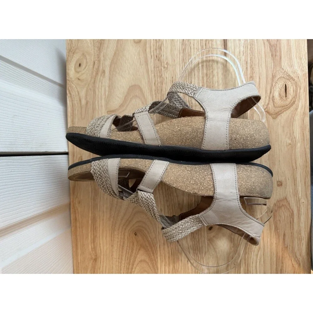 Taos Footwear Trulie Braided Leather Wedge Sandals in Stone Sz US 9- 9.5 EU 40